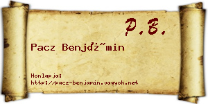Pacz Benjámin névjegykártya